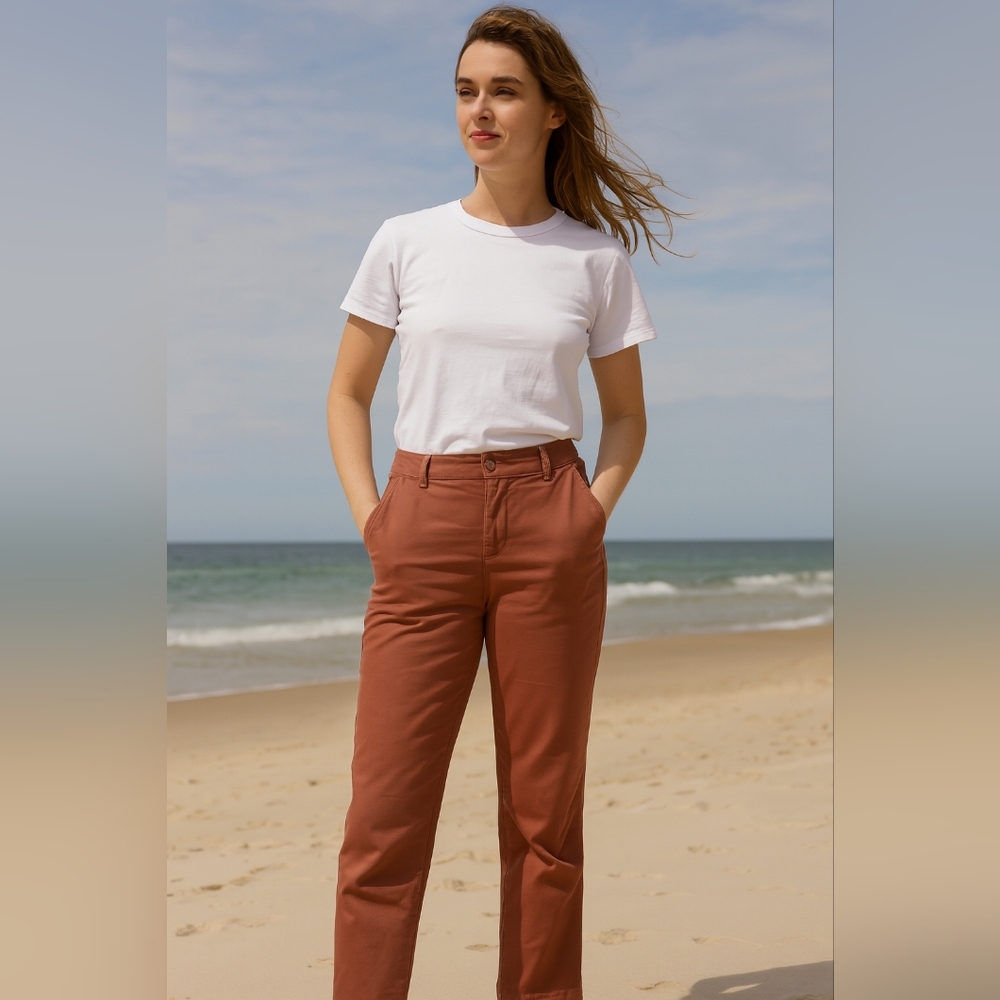 GAP Rust red Brown Girlfriend work‎ office ankle Chino Highrise size 4